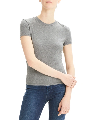 Theory Apex Short-sleeve Crewneck Tiny Tee In Melanga Gray