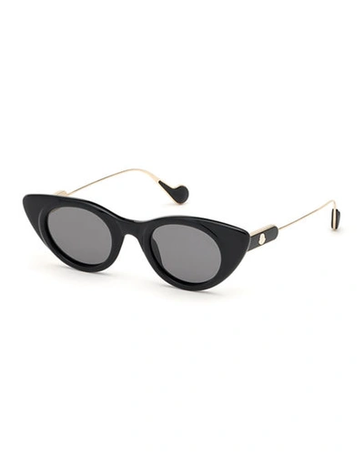 Moncler Acetate & Metal Cat-eye Sunglasses In Black