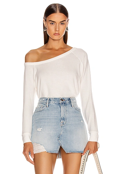 Enza Costa For Fwrd Easy Off Shoulder Long Sleeve In Winter White