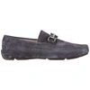 Ferragamo Men's Suede Loafers Moccasins Parigi Gancini In Grey