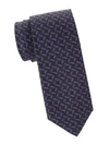 Isaia Men's Geometric Textured Silk Tie In Purple