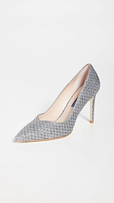 Stuart Weitzman Anny 95 Embellished Pumps In Silver Night Stars Lamé