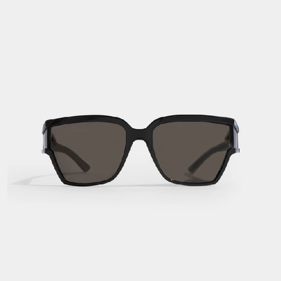 Balenciaga Unlimited Rectanble Sunglasses In Black Injection With Black Lenses