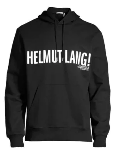 Helmut Lang Exclamation Cotton Hoodie In Black Basalt