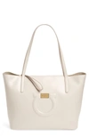 FERRAGAMO CITY QUILTED GANCIO LEATHER TOTE - IVORY,0705023