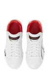 Dolce & Gabbana Script Logo Sneaker In White/ Red