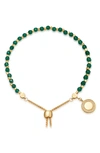 Astley Clarke Cosmos Kula Adjustable Bracelet In 18k Gold-plated Sterling Silver In Green Onyx/ Yellow Gold