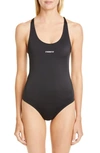 Vetements Cutout Printed Swimsuit In Black