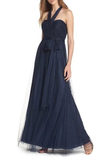 Jenny Yoo Annabelle Convertible Tulle Column Dress In Blue