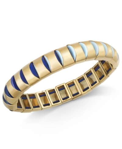 Kate Spade Gold-tone Stretch Bracelet In Blue Multi