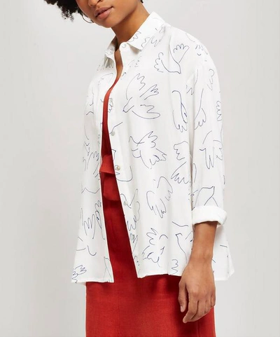 Paloma Wool Leonidas Paloma Bird Print Loose Shirt In White | ModeSens