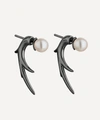Shaun Leane Rhodium-plated Silver Cherry Blossom Pearl Talon Earrings In Gold And Black