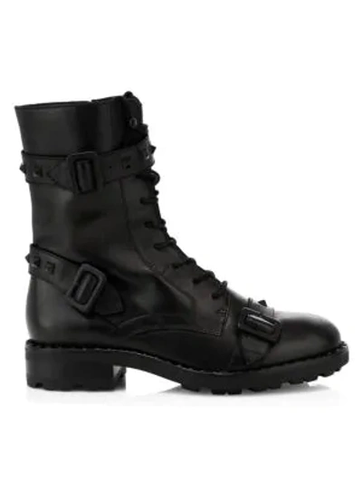 Ash Witch Combat Boots In Black Leather