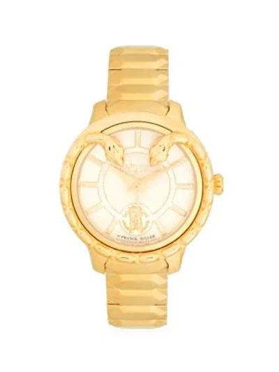 Roberto Cavalli By Franck Muller Analog Monogram Engraved Goldtone Bracelet Watch