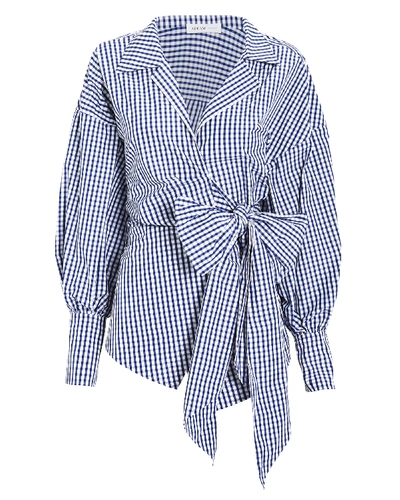 Adeam Gingham Wrap Blouse In Navy