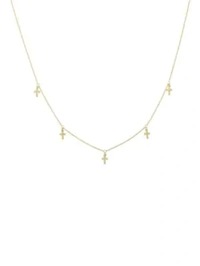 Saks Fifth Avenue 14k Yellow Gold Dangle Cross Choker Necklace