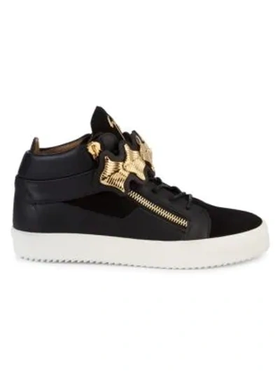 Giuseppe Zanotti Mid-top Lace-up Sneakers In Black