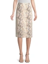 LAFAYETTE 148 Casey Snake-Print Suede Pencil Skirt