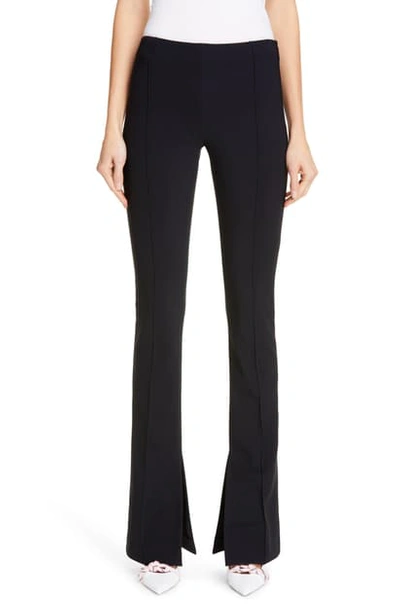 Adam Lippes Eva Bonded Neoprene Flared Pants In Black