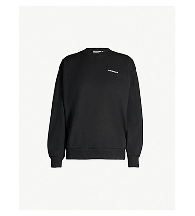 Carhartt Oversized Logo-embroidered Jersey Sweatshirt In Black / White