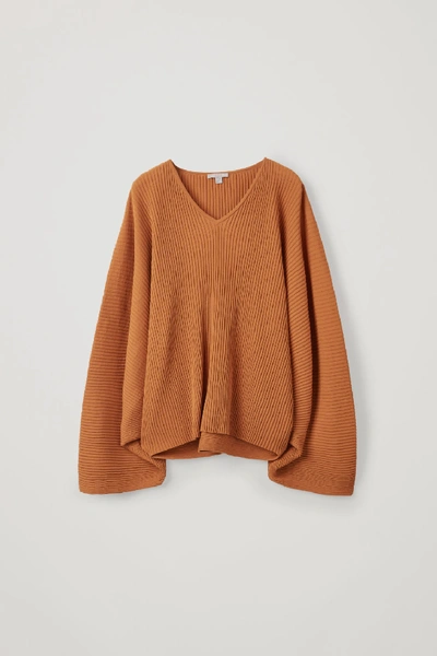 Cos Cape-style Cotton-knit Top In Orange