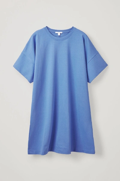 Cos Oversized Jersey Dress In Blue