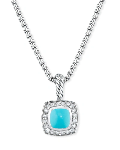 David Yurman Petite Albion Pendant With Semiprecious Stone And Diamonds On Chain In Turquoise