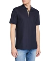 BURBERRY MEN'S EDDIE PIQUE POLO SHIRT, NAVY,PROD222153722