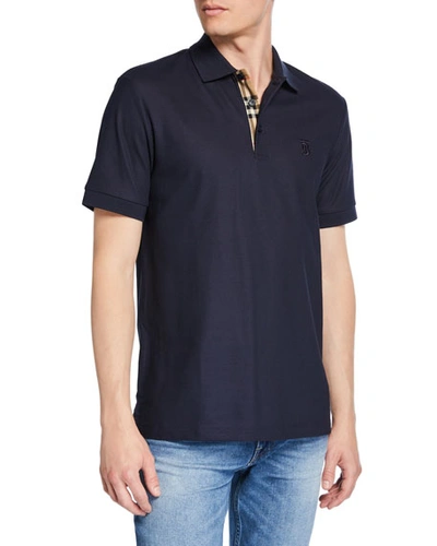 Burberry Contrast-collar Polo Shirt In Blue