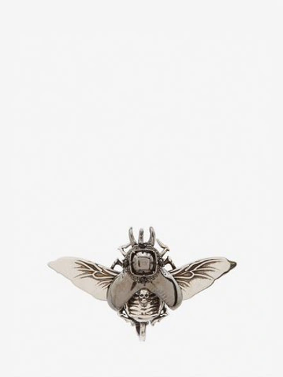Alexander Mcqueen Beetle Earring In Antique Silver