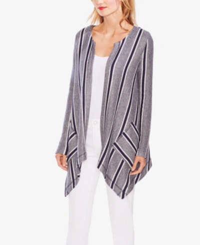 Vince Camuto Asymmetrical Striped Cardigan In Classic Navy