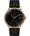 Timex Marlin Automatic 40mm Leather Strap Case Watch In Black