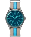 Timex Mk1 Aluminum California 40mm Tan With Blue Stripe Fabric Strap Watch In Taupe