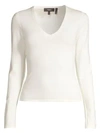 Theory Wool V-neck Sweater In Ivory