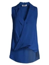 L Agence Freja Draped Silk Blouse In Royal Blue