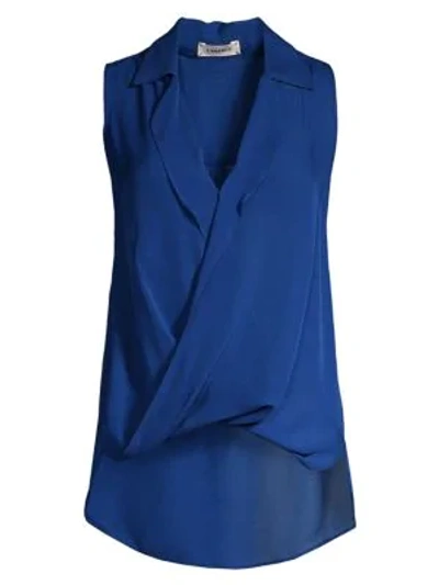L Agence Freja Draped Silk Blouse In Royal Blue