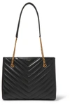 SAINT LAURENT TRIBECA SMALL QUILTED TEXTURED-LEATHER TOTE