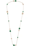 CHOPARD HAPPY DIAMONDS 18-KARAT ROSE GOLD, DIAMOND AND MALACHITE NECKLACE