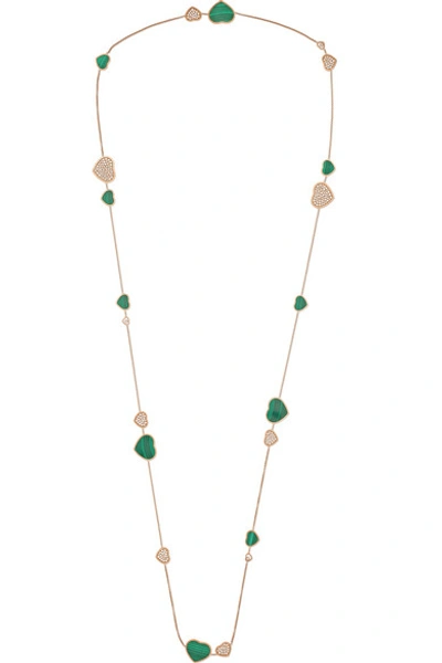 Chopard Happy Diamonds 18-karat Rose Gold, Diamond And Malachite Necklace