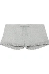 SKIN RAFFAELA RUFFLED RIBBED ORGANIC PIMA COTTON-JERSEY SHORTS