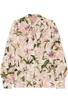 DOLCE & GABBANA PUSSY-BOW FLORAL-PRINT SILK-CHIFFON BLOUSE