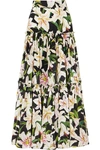 DOLCE & GABBANA TIERED FLORAL-PRINT COTTON-POPLIN MAXI SKIRT