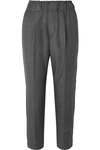BRUNELLO CUCINELLI CROPPED BEAD-EMBELLISHED WOOL TAPERED trousers