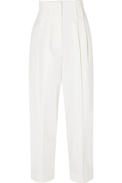 Brunello Cucinelli Cropped Wool-blend Tapered Pants In White