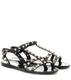 Valentino Rockstud Flat Sole Open Toe Sandals In Black