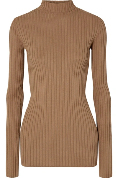 Mm6 Maison Margiela Opening Ceremony Ribbed Turtleneck In Tan