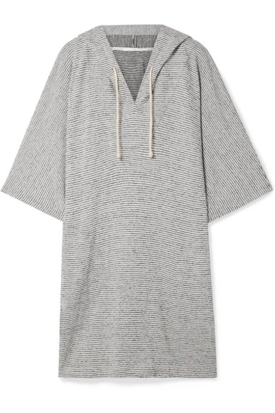 Skin Tori Hooded Striped Pima Cotton And Modal-blend Tunic In Gray