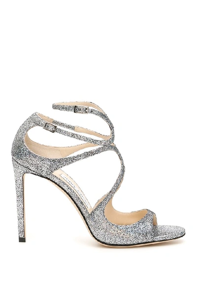 Jimmy Choo Glitter Lang Sandals In Silver