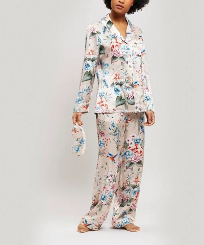 Liberty London Keiko Silk Charmeuse Pyjama Set In Pink