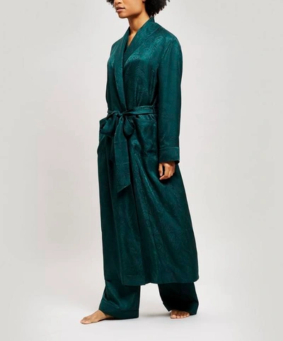 Liberty London Hera Silk Jacquard Long Robe In Blue